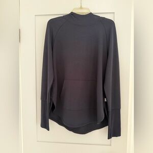 Skechers black long sleeve hooded top with high neck and kangaroo pocket
